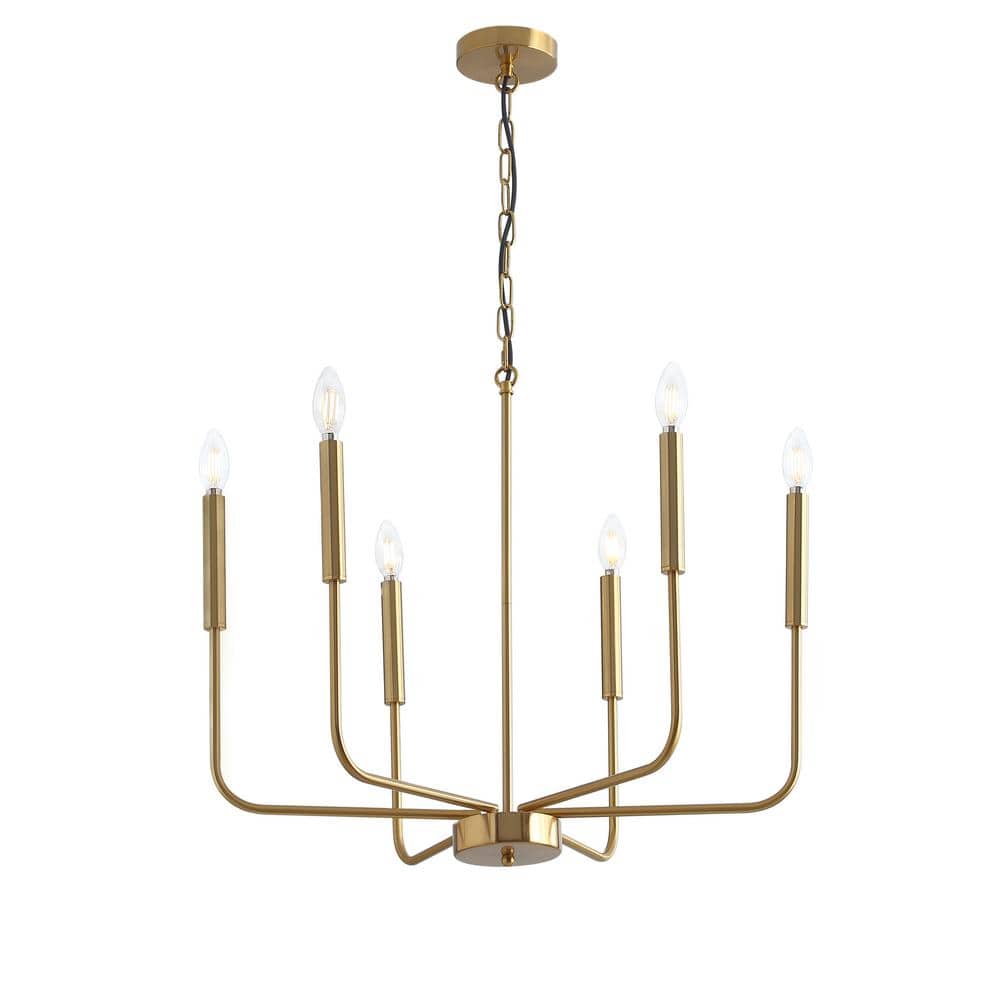 26 in. 6-Light Farmhouse Gold Chandelier Candle Style Empire Classic Ceilin