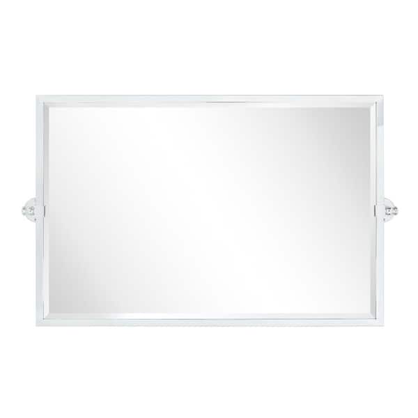 TEHOME Sema 36 in. W x 24 in. H Large Pivot Rectangular Metal Framed Horizontal Wall Mount Bathroom Vanity Mirror in Chrome
