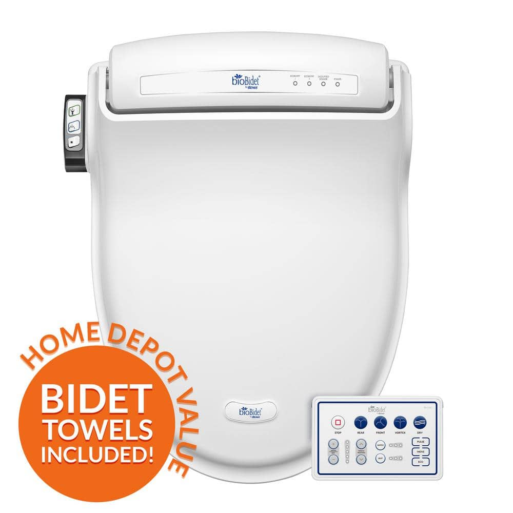 BIO BIDET BB-1000 Supreme Electric Bidet Seat for Elongated Toilets in White with Drylette Towels