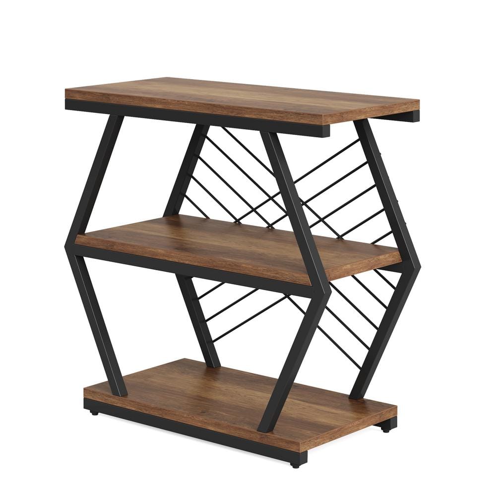 Kerlin 25.6 in. 1-Piece Retro Brown Rectangle Industrial End Table Wood Sofa Side Table with Geometric Metal Frame price history on PriceWatchPro