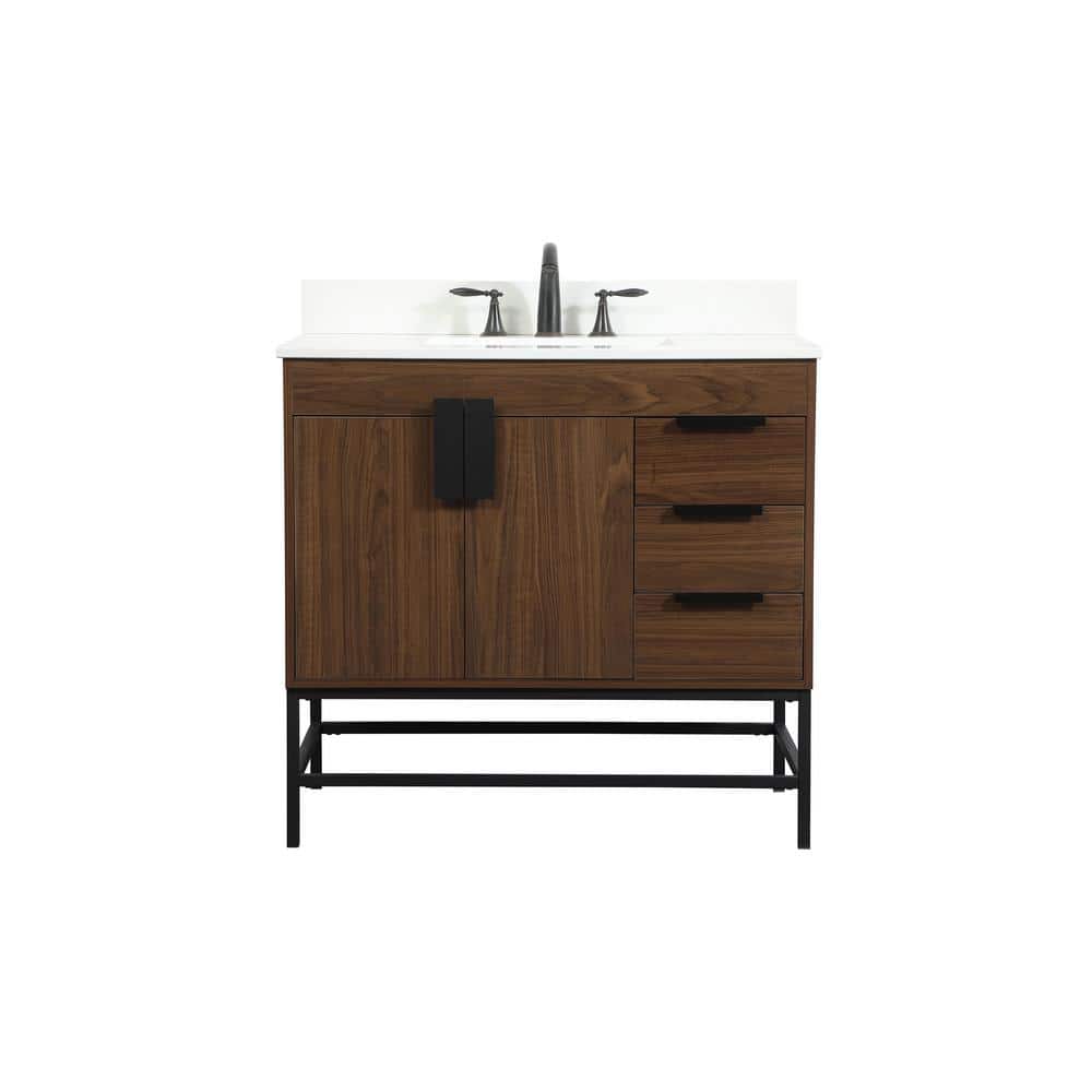Simply Living 36 in. W x 22 in. D x 33.5 in. H Bath Vanity in Walnut with I