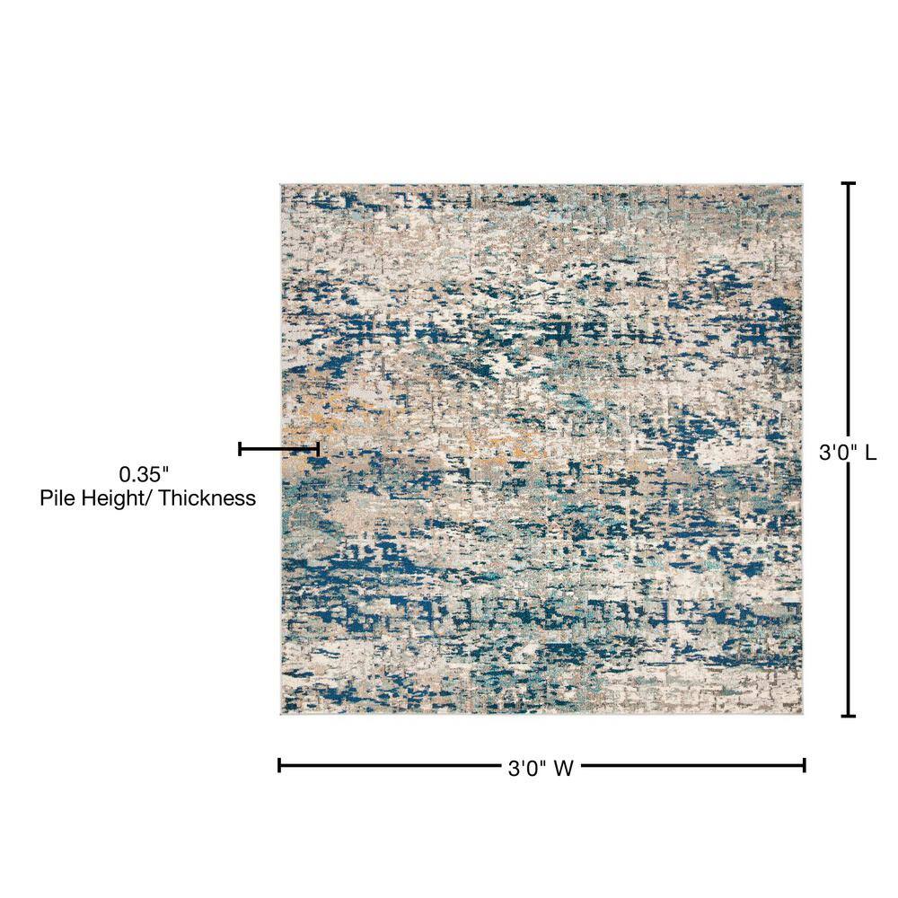 Gray Synthetic Hand-knotted Square Area Rug, 3' x 3'