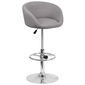 32 in. Adjustable Height Gray Cushioned Bar Stool