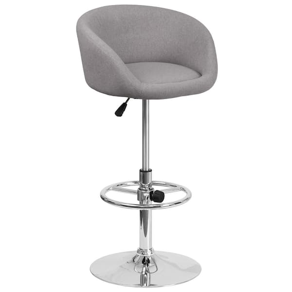 Flash Furniture 32 in. Adjustable Height Gray Cushioned Bar Stool