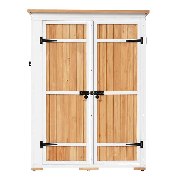 New 5.5 ft H x 4.1 ft. W Outdoor Wood Storage Shed with Lockable Doors and Waterproof Asphalt Roof (22.55 sq. ft.)