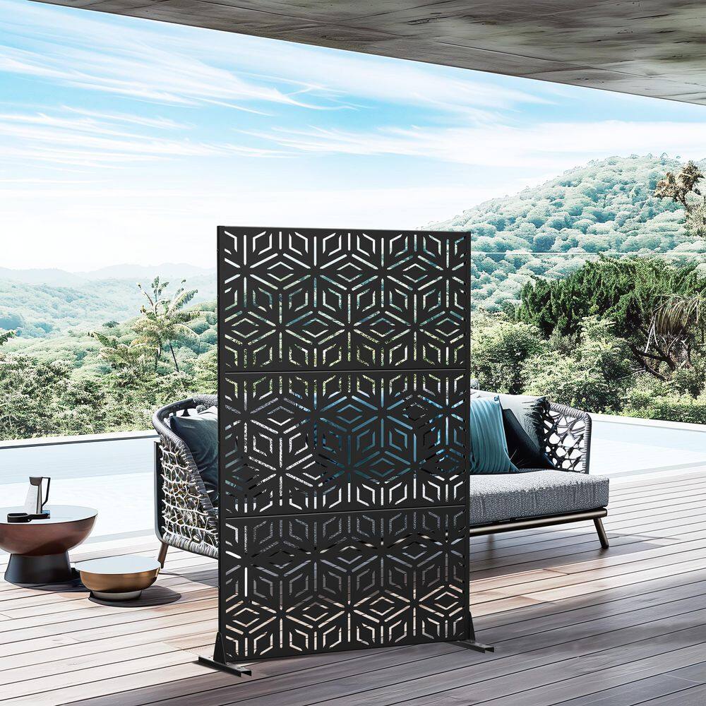 72 in. x 47 in. Black Outdoor Metal Galvanized Privacy Screen Fence Garden Panels price history on PriceWatchPro