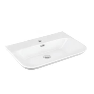Edge 4365 Vessel Bathroom Sink in Ceramic White with 1-Faucet Hole