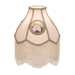 Painted Roses 14.5 in Beige Fabric Empire Lamp Shade with no fitter