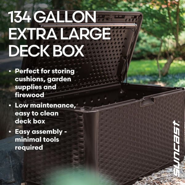 Suncast Java 134 Gal. Plastic Wicker Deck Box BMDB134004 - The