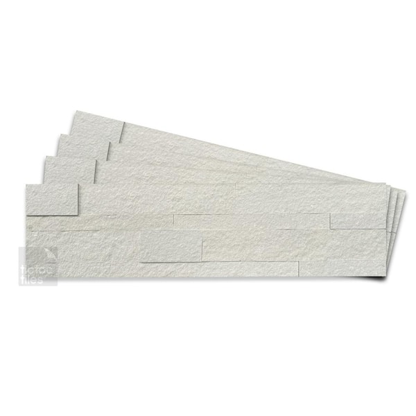 12-Sheets Crystal White 24 in. x 6 in. Peel, Stick Self-Adhesive Decorative 3D Stone Tile Backsplash (11.6 sq.ft./Pack)