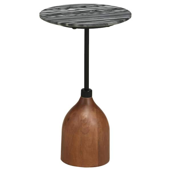 Coaster Ophelia 14 in. Black Round Marble Top End Table