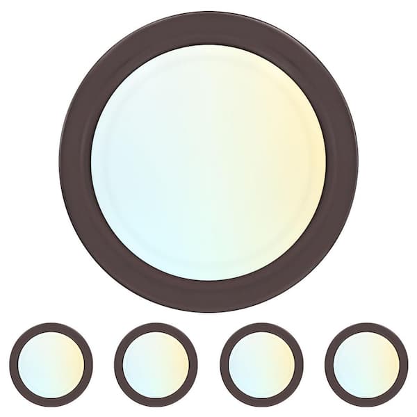 LUXRITE 6 in. LED Disk Lights, Dimmable Flush Mount, 5CCT 2700K - 5000K, 12.5 Watt, 1000LM, Damp Rated Bronze 4 Pack