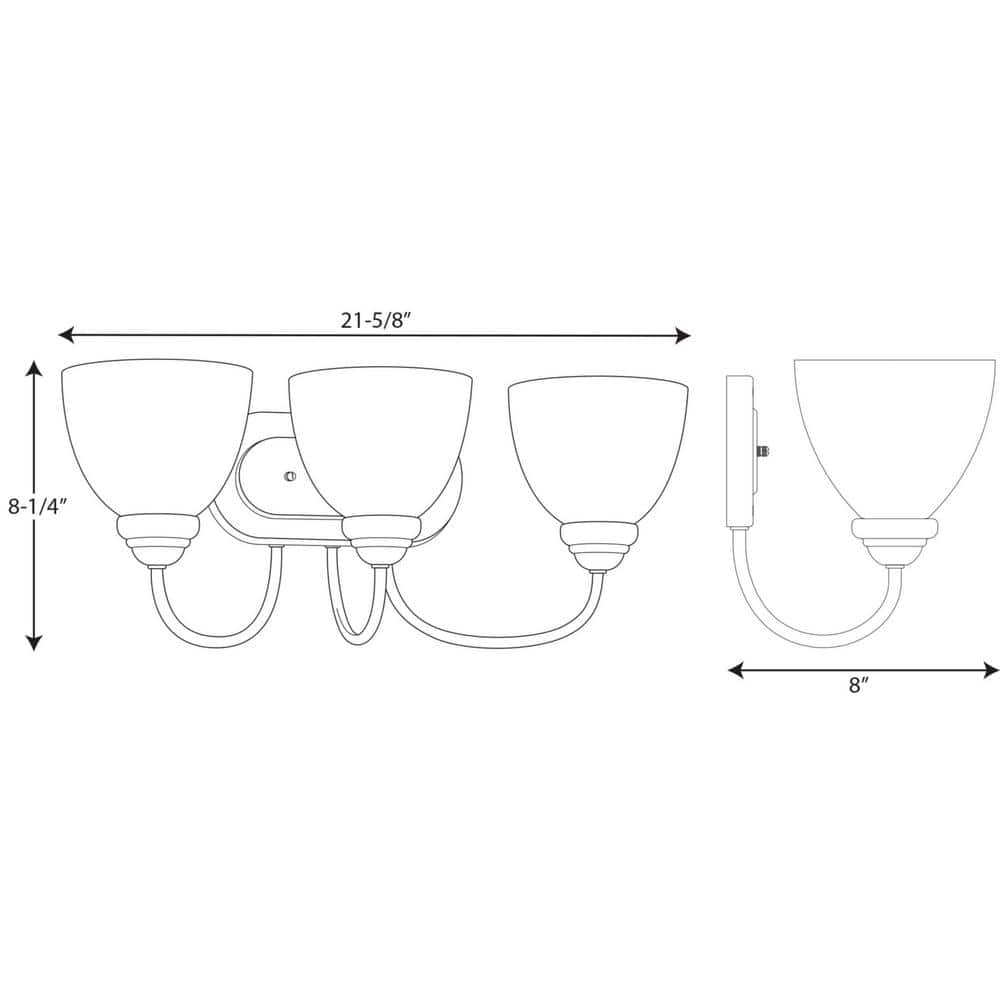 Heart Collection Polished Chrome 3-Light Bath Bracket with Etched Glass Shades