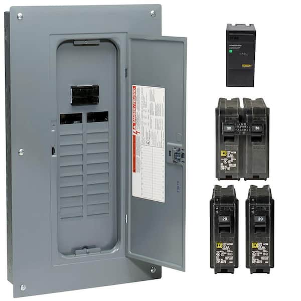 Square D Homeline 100 Amp 20-Space 40-Circuit Indoor Main Breaker Qwik-Grip Plug-On Neutral Load Center with Surge SPD Value Pack