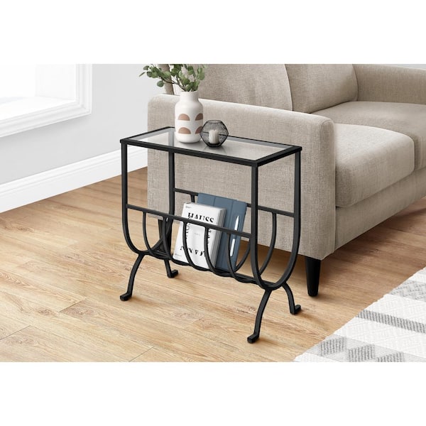Unbranded Brown Metal End Table with Magazine Rack