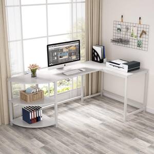 Details about   L-Shaped Computer Desk Compact Home Office Workspace Table Transitional White 