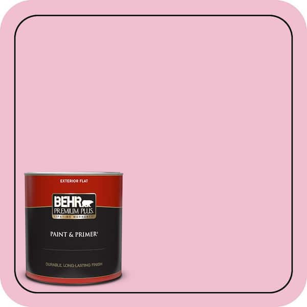 BEHR PREMIUM PLUS 1 qt. #100B-4 Pink Chintz Flat Exterior Paint & Primer