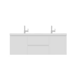 Paterno 60 in. W x 19 in. D Double Wall Mount Bath Vanity in White with Acrylic Vanity Top in White with White Basin