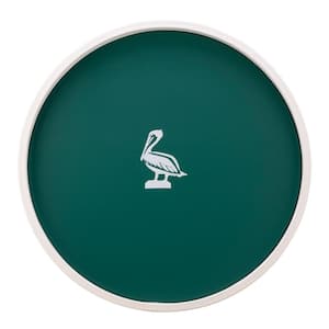 PASTIMES Pelican 14 in. W x 1.3 in. H x 14 in. D Round Tropic Green Leatherette Serving Tray