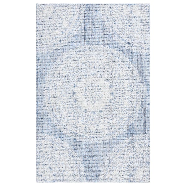 Ebony Blue/Ivory 6 ft. x 9 ft. Oriental Area Rug