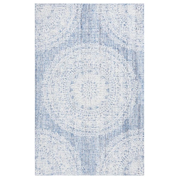 SAFAVIEH Ebony Blue/Ivory 8 ft. x 10 ft. Oriental Area Rug