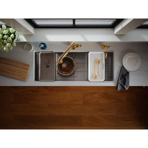 KOHLER Strive 44 in. Undermount Single Bowl Stainless Steel Workstation Kitchen Sink