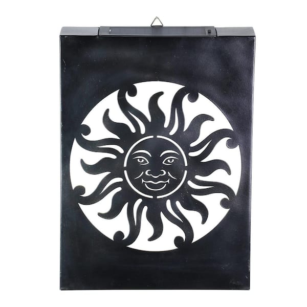 Exhart Matte Black Stamped Sun Metal Wall Art