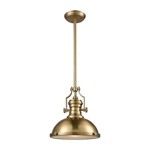 Titan Lighting Chadwick 1-Light Satin Brass with Frosted Glass Diffuser Pendant