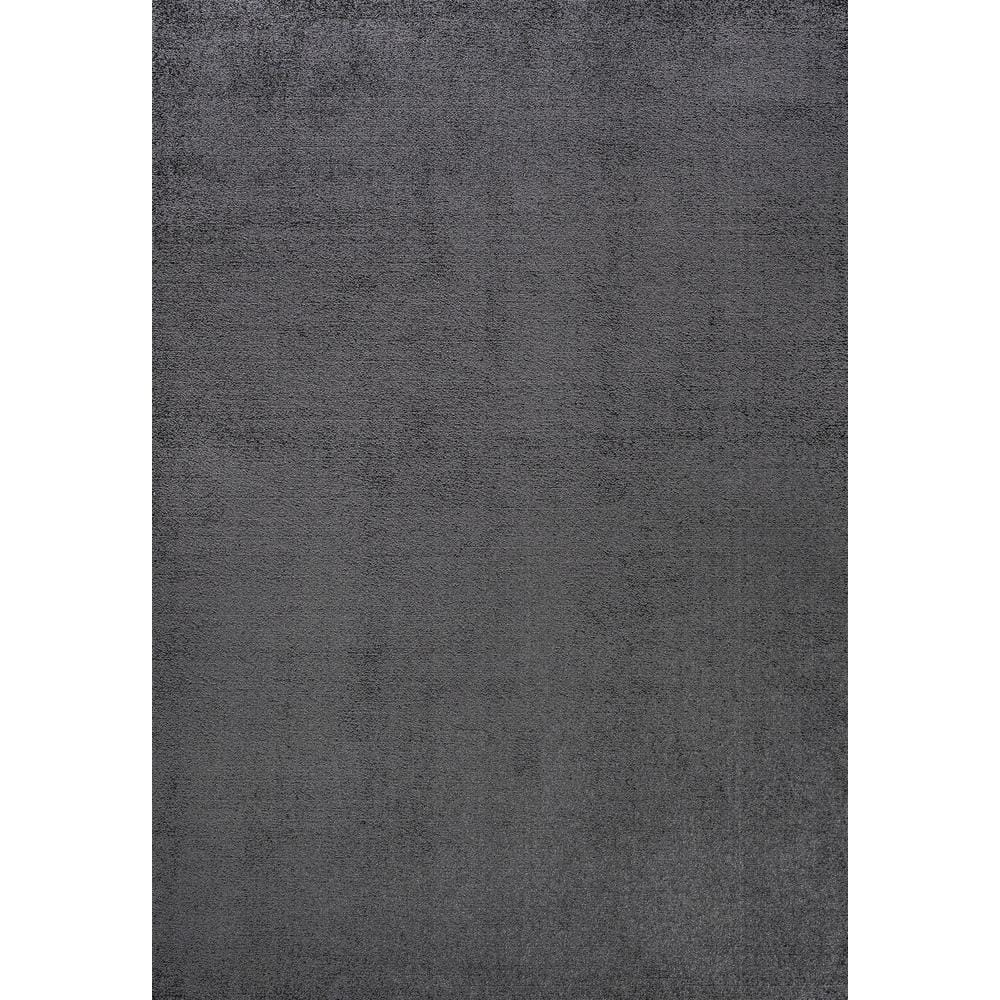 Haze Solid Black Synthetic Low-Pile Area Rug