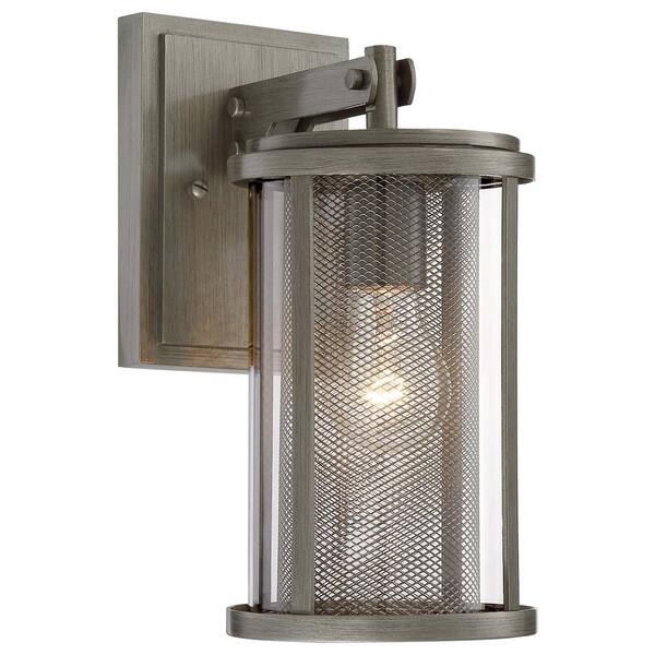 the great outdoors by Minka Lavery Radian Collection 1-Light Painted Brushed Nickel Finish Outdoor Wall Lantern Sconce with Clear Glass