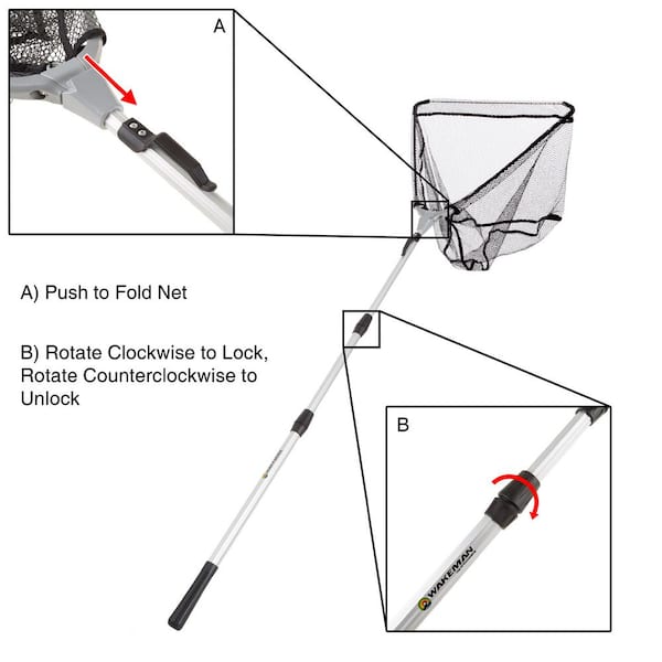 Telescopic Folding Aluminum Handle Fishing Landing Net 3 Section Extending  Pole