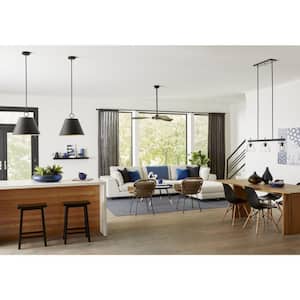Saffert 40 in. 3-Light Matte Black with Clear Glass Shades New Traditional Linear Chandelier for Dining Room