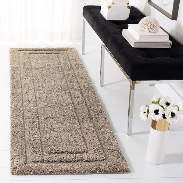Florida Shag Beige 2 ft. x 7 ft. Border Runner Rug