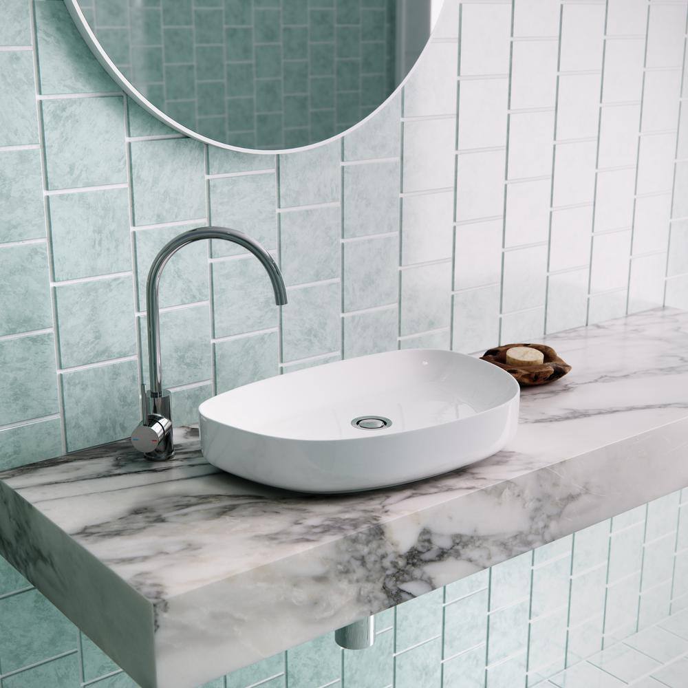 Gloss White Ceramic Above-Counter Vessel Sink