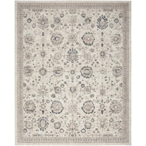 Renewed Ivory Multicolor 8 ft. x 10 ft. Distressed Traditional Area Rug