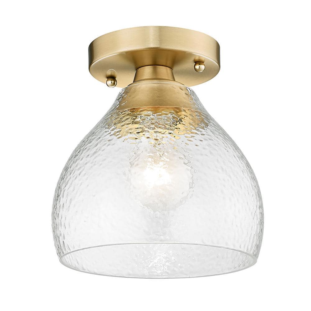 Ariella Brushed Champagne Bronze Semi-Flush Mount with Hammered Glass