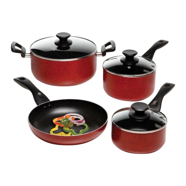 Gibson Oster Telford 7-Piece Red Cookware Set with Lids