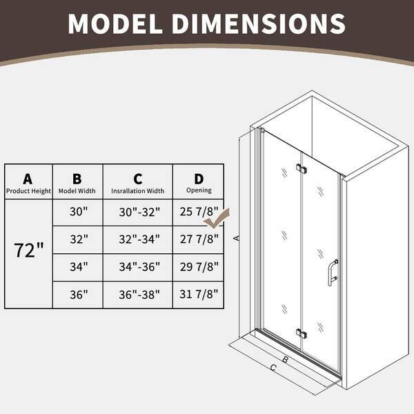 Xspracer Victoria 30 to 32 in. W x 72 in. H Bi-Fold Frameless