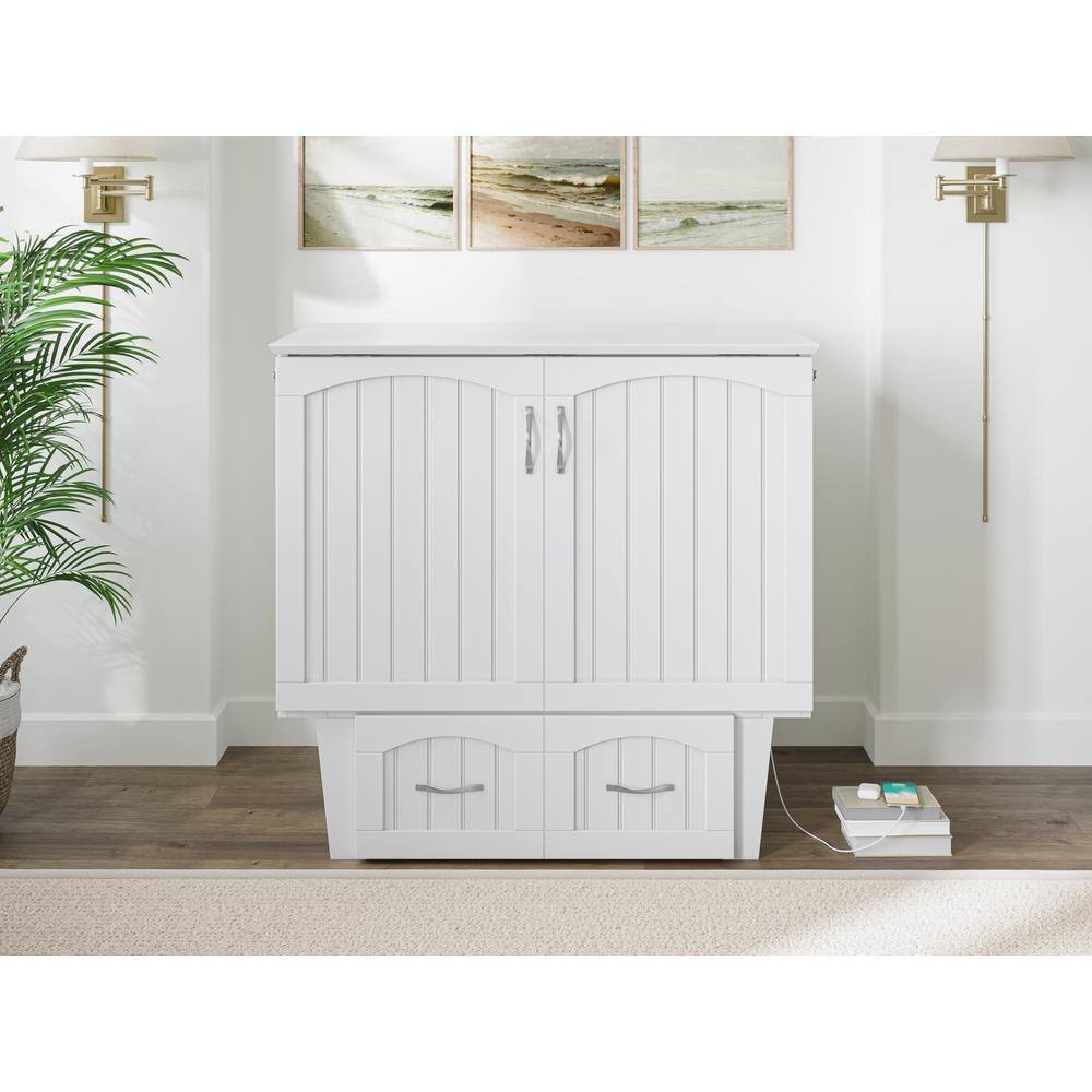 Nantucket White Twin Murphy Bed Chest with Storage Drawers