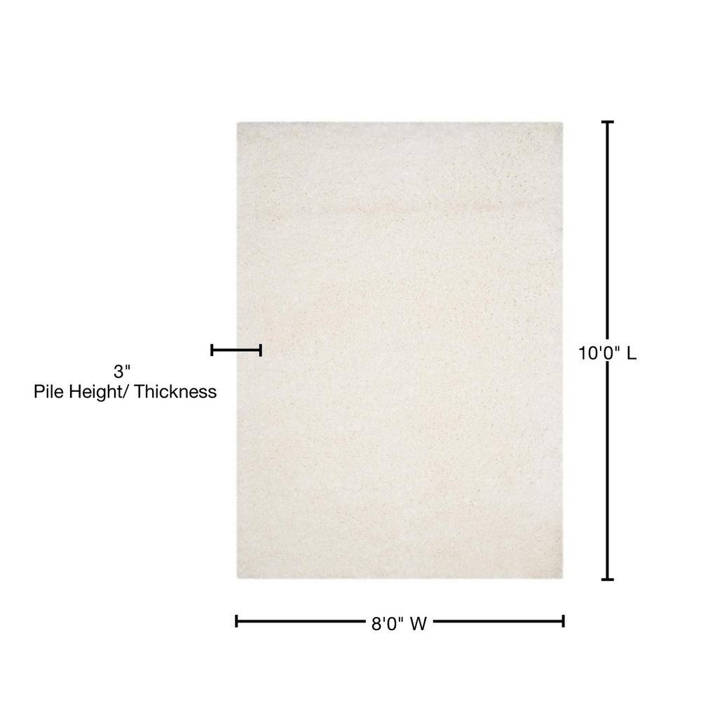 Polar Shag 8' x 10' White Synthetic Area Rug