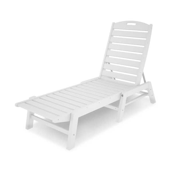 POLYWOOD Patio Chaise Lounge in Nautical White