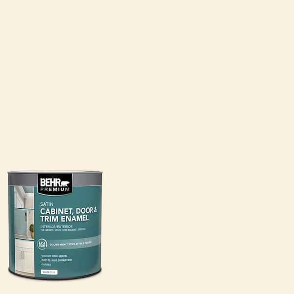 BEHR PREMIUM 1 qt. #W-F-300 Cotton Whisper Satin Enamel Interior/Exterior Cabinet, Door & Trim Paint
