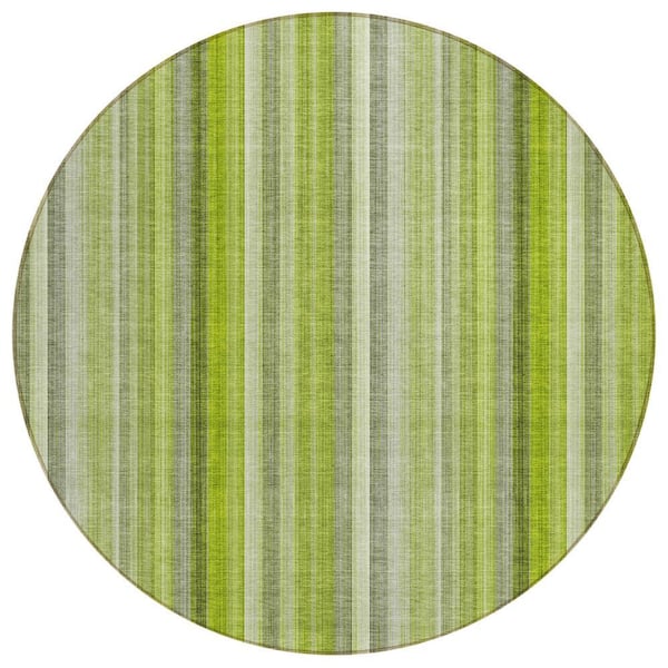 Chantille ACN543 Green 8 ft. x 8 ft. Round Machine Washable Indoor/Outdoor Geometric Area Rug