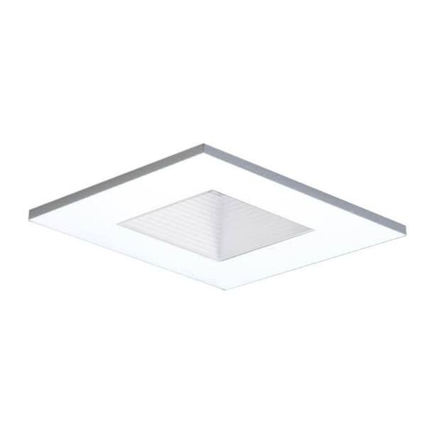 HALO 3 in. White Recessed Ceiling Light Square Shower Trim with Regressed Lens with Wet Rated Shower Light