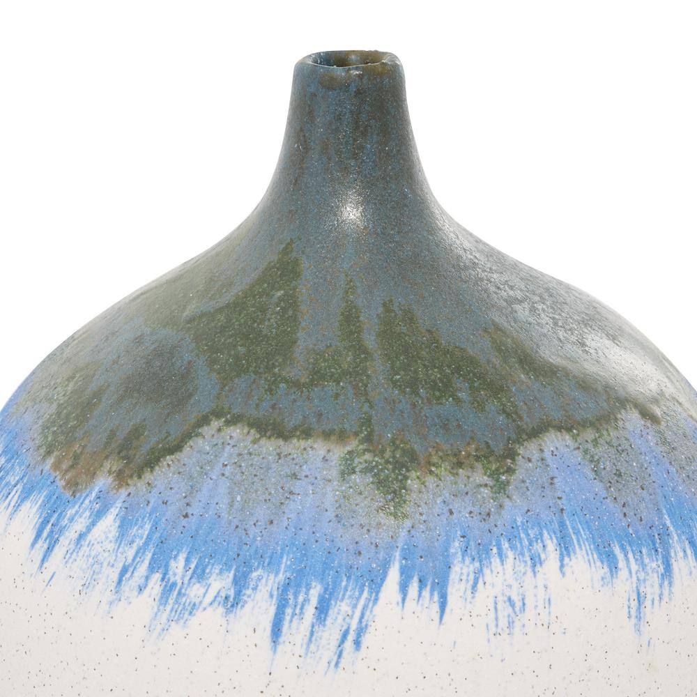 Handmade White and Blue Ceramic Bud Vase