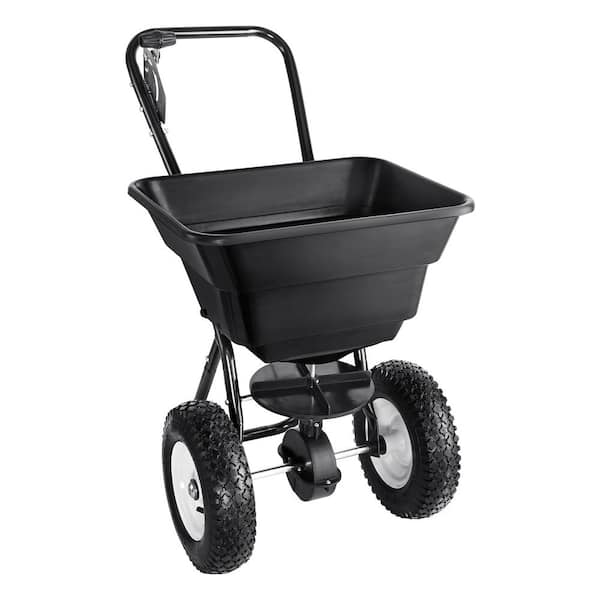 SKYSHALO Broadcast Spreader, 80 LB. Walk-Behind Turf Spreader with 12in.Wheels, Steel Push Fertilizer Spreader, Garden Seeder