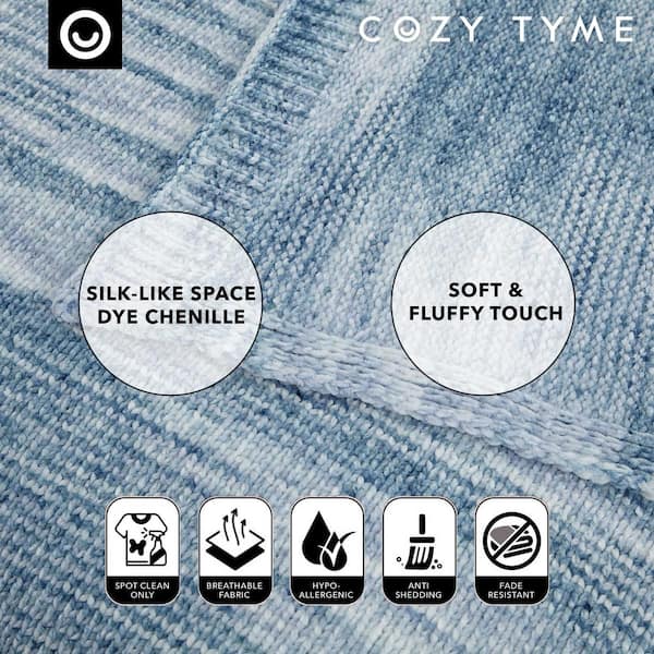 COZY TYME Darryl Navy Space Dye Chenille Polyester 50 in. x 60 in. Throw  Blanket T292-20NY-HD - The Home Depot