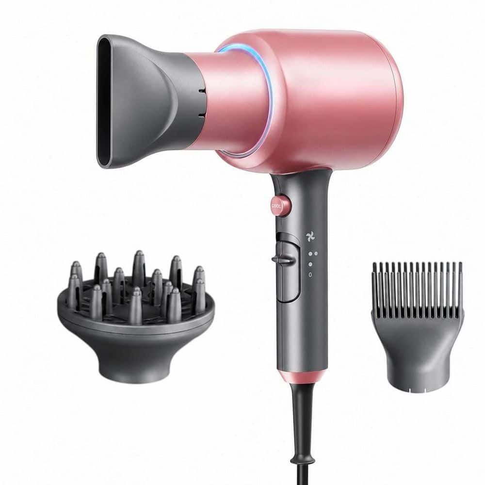 1875-Watts Fast Drying Blown Away Ionic Hair Dryer in Rose Gold with Diffuser and 3-Attachments for All Hair Types