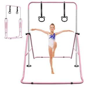 Pink Multi-Functional Adjustable Height Children's Horizontal Gymnastic Bar With Bear Rings