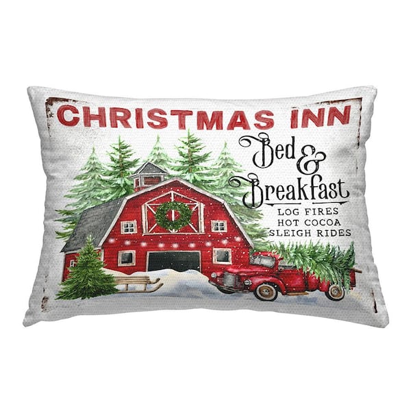 Christmas Inn Shop Red Rectangular Outdoor Throw Pillow